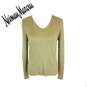 Neiman Marcus 100% Silk Ribbed Sweater Sz M